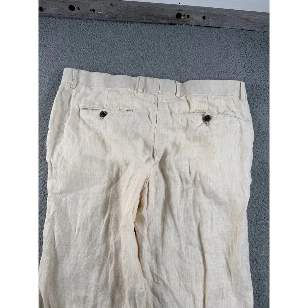 Baird McNutt Linen Pants Men's 36x30 Murano Alex Beige Slim Fit Summer Light